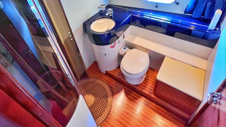 Modern plumbing in the bathroom on the yacht